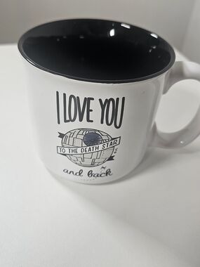 Star Wars White Ceramic Mug with Black Interior - Death Star Love Design